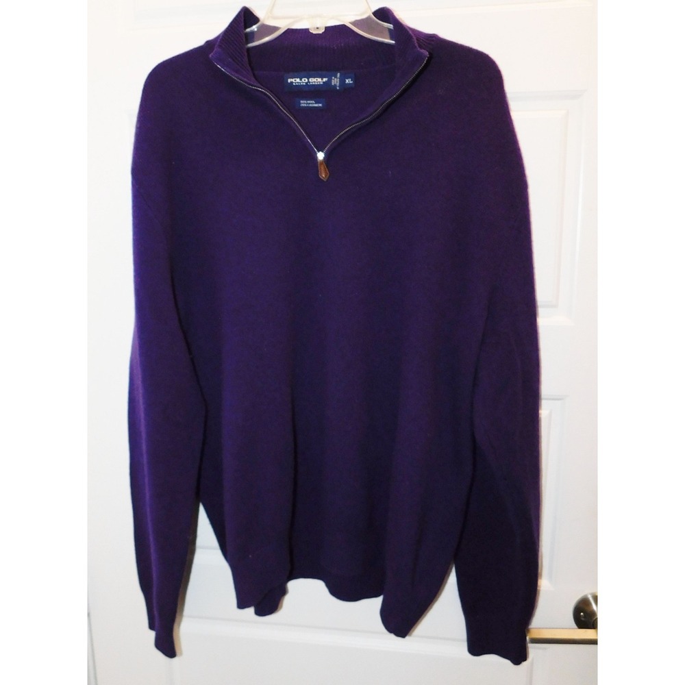 POLO GOLF Ralph Lauren Purple 1/4 Zip‎ Wool Cashmere Sweater sz XL